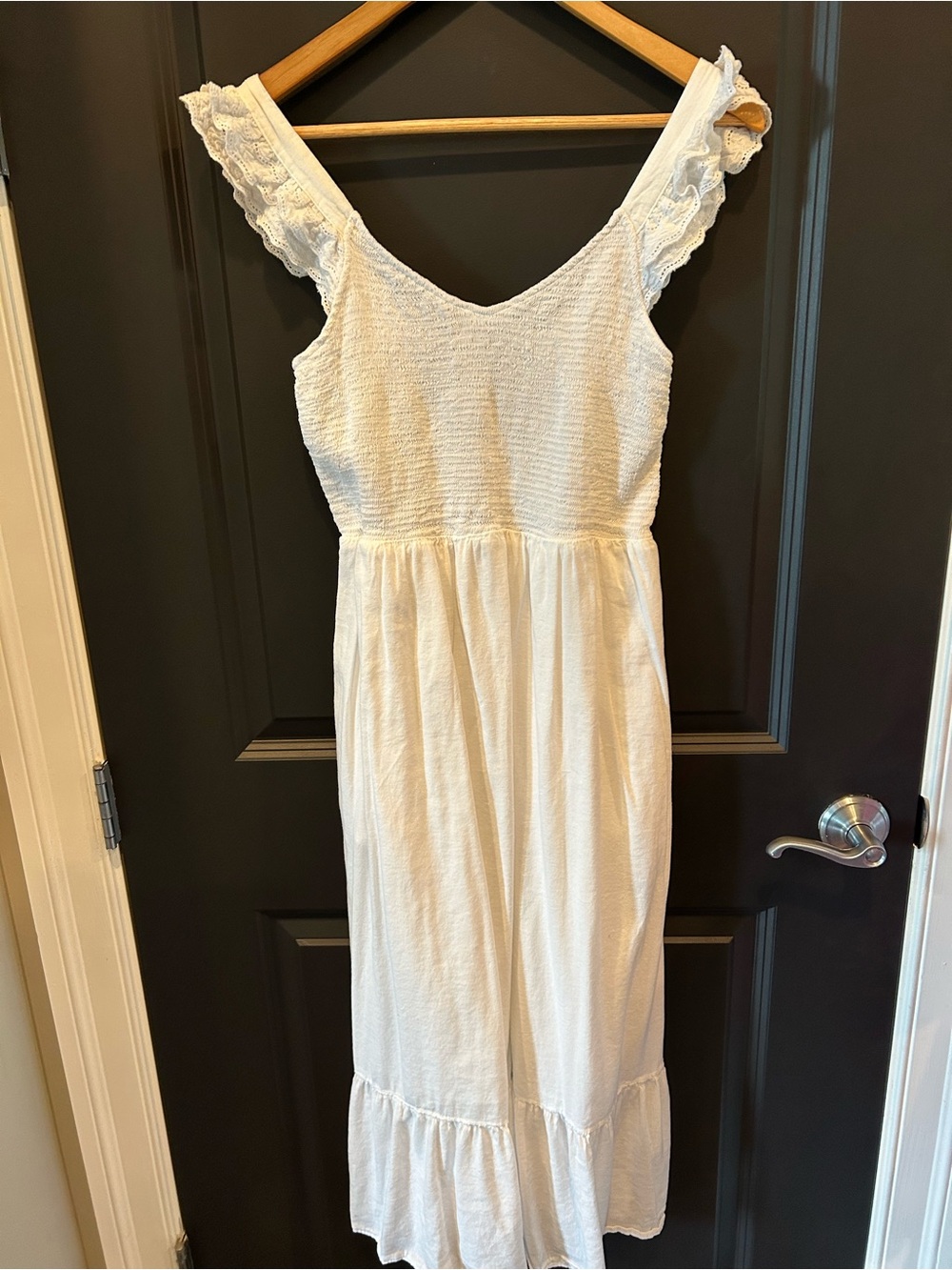 Old Navy White Ruffled Strap Midi Dress